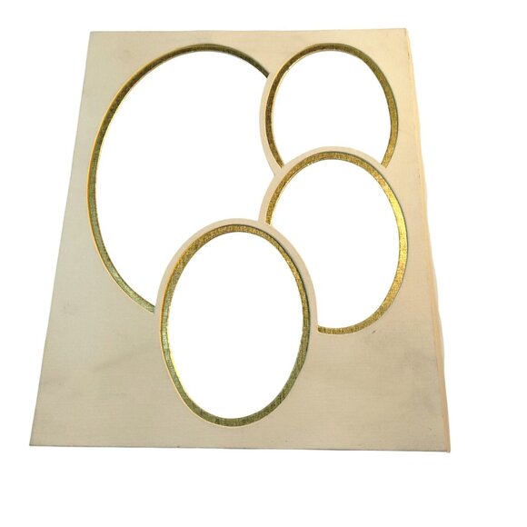 Family Photo Mat White Gold Metallic Oval 4 Portrait Grouping 8x10 - Picture 2 of 3